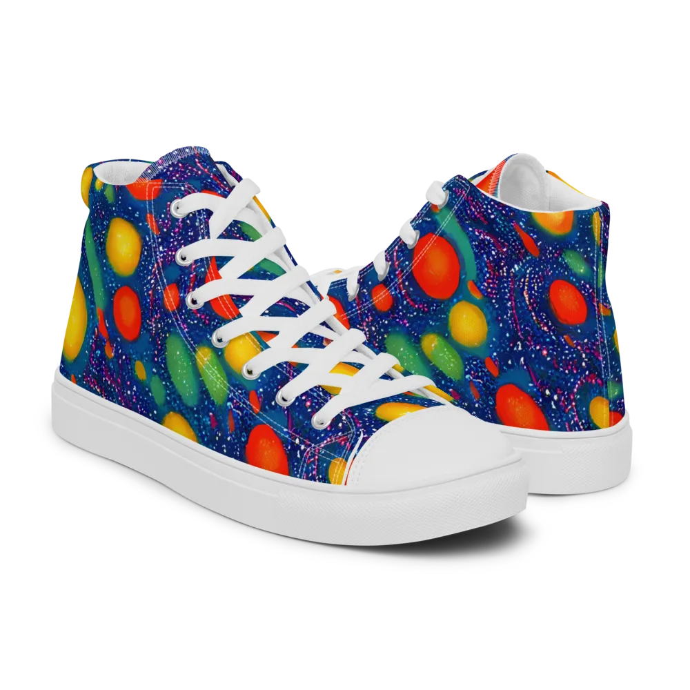 Cosmic Citrus on Men's High Top Canvas Shoes — Right