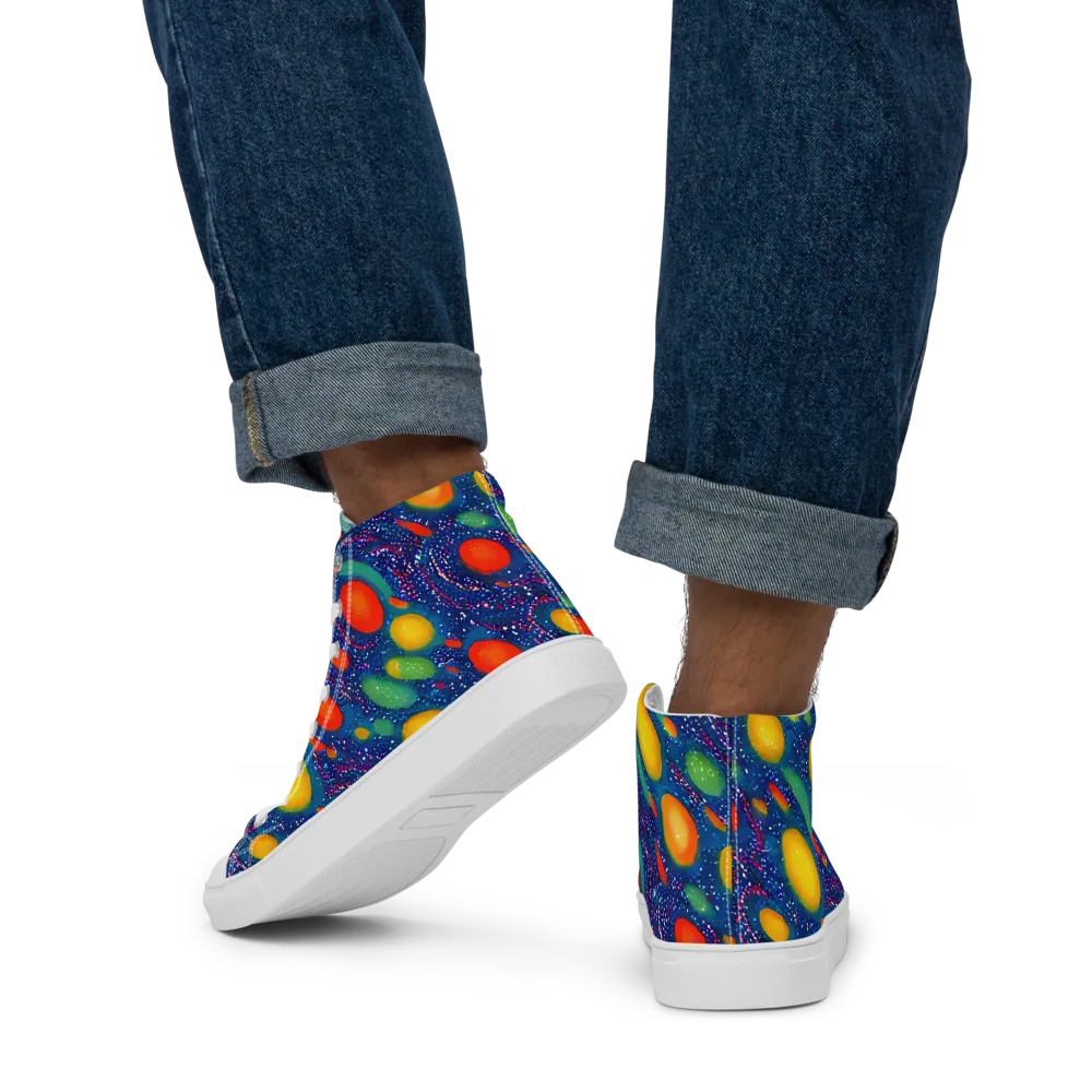 Cosmic Citrus on Men's High Top Canvas Shoes — Back