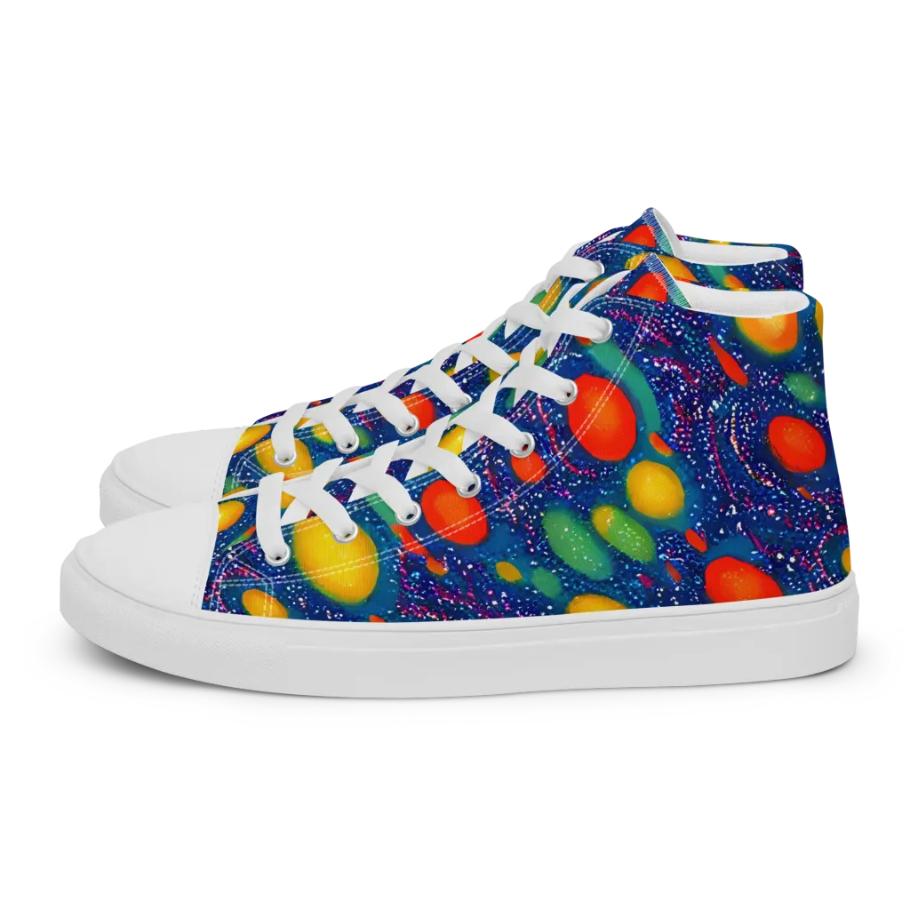 Cosmic Citrus on Women's High Top Canvas Shoes — Left