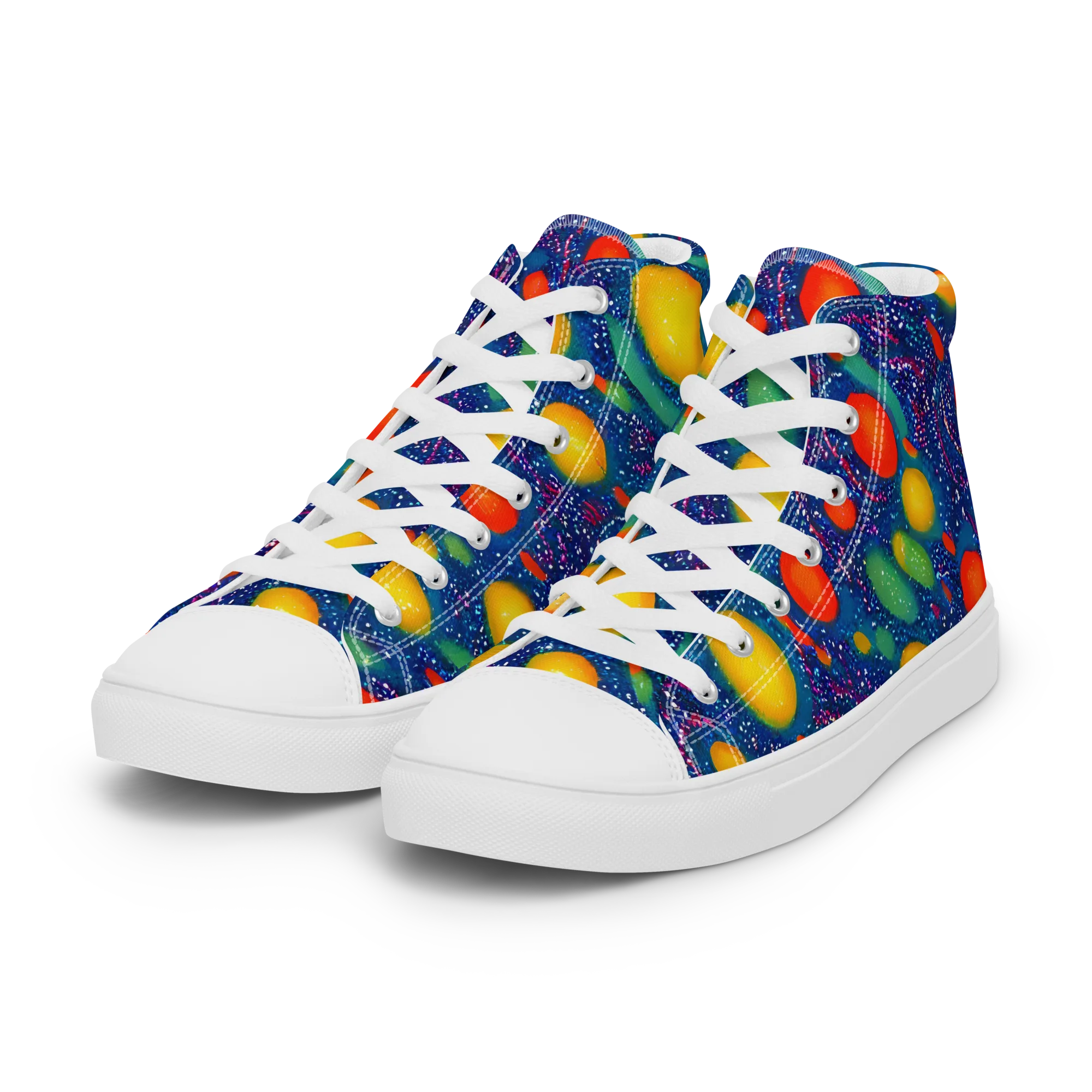 Cosmic Citrus on Women's High Top Canvas Shoes — Left Front