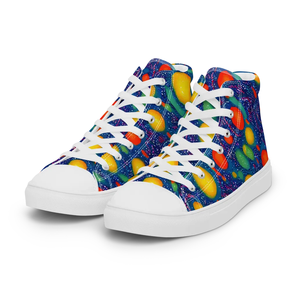 Cosmic Citrus on Women's High Top Canvas Shoes — Left Front