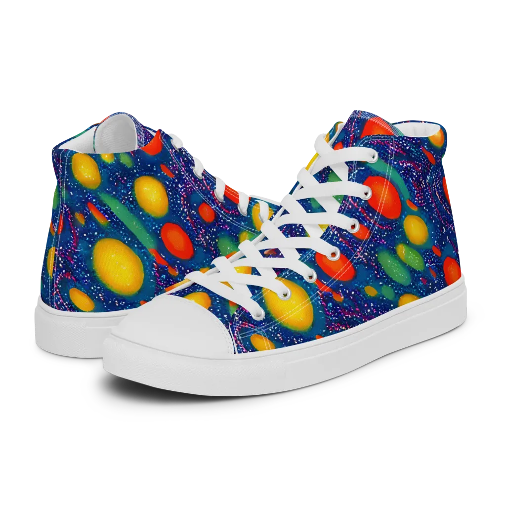 Cosmic Citrus on Women's High Top Canvas Shoes — Left