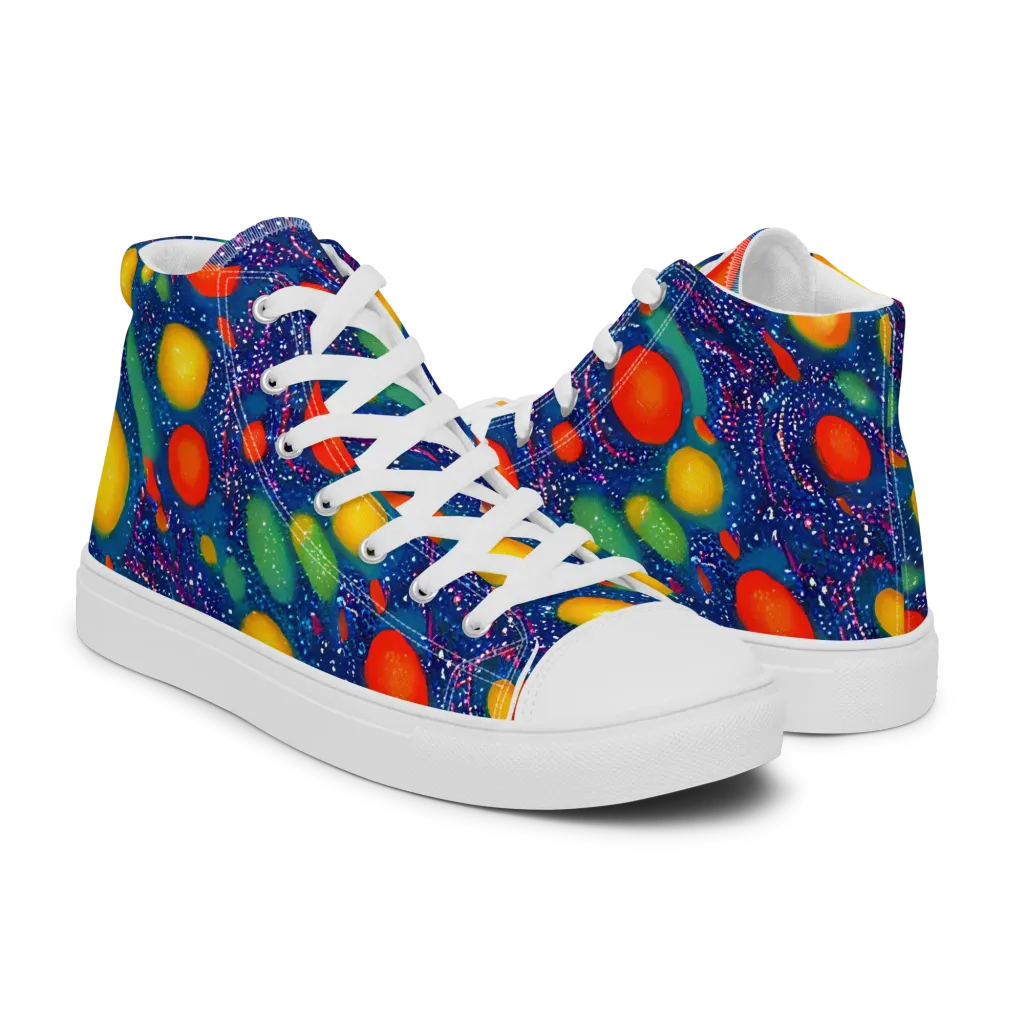 Cosmic Citrus on Women's High Top Canvas Shoes — Right