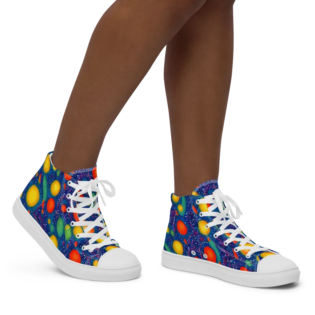 Cosmic Citrus on Women's High Top Canvas Shoes — Right