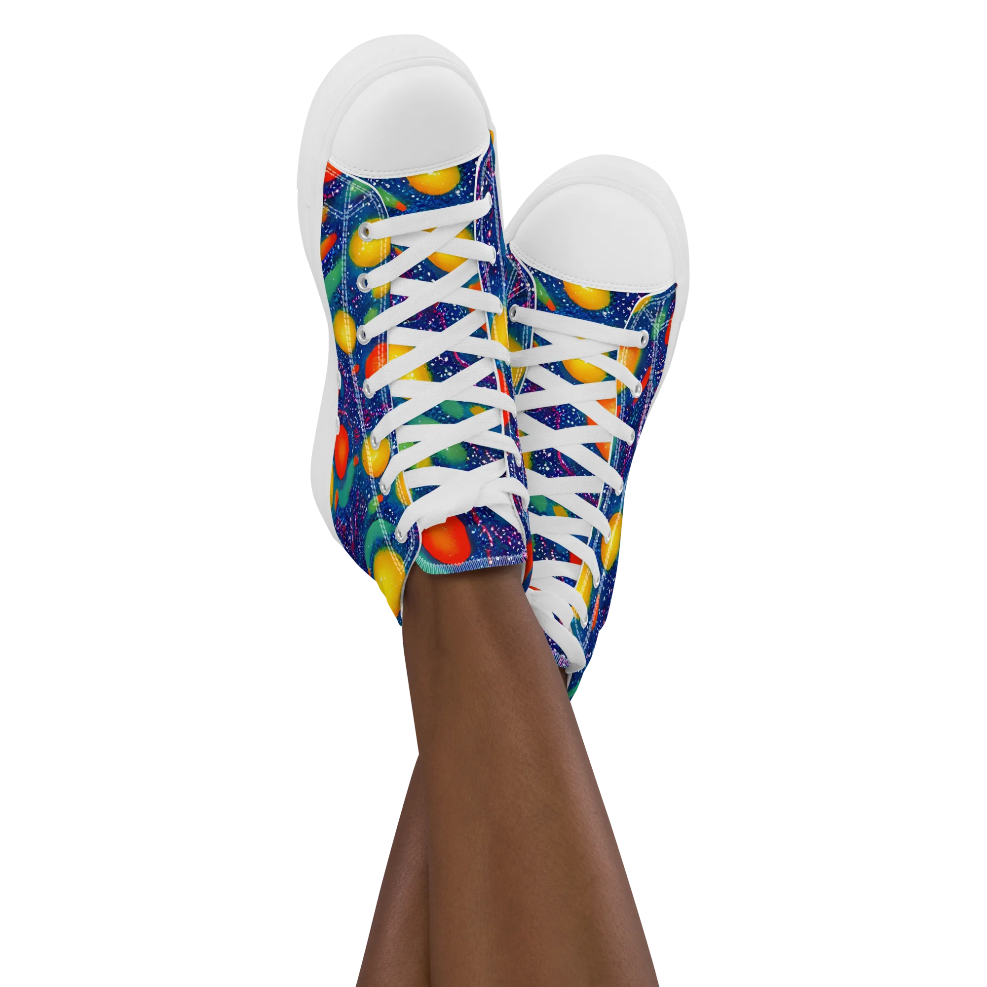 Cosmic Citrus on Women's High Top Canvas Shoes — Front