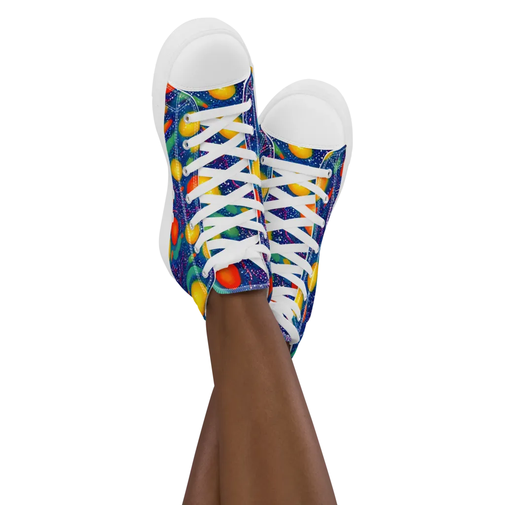 Cosmic Citrus on Women's High Top Canvas Shoes — Front