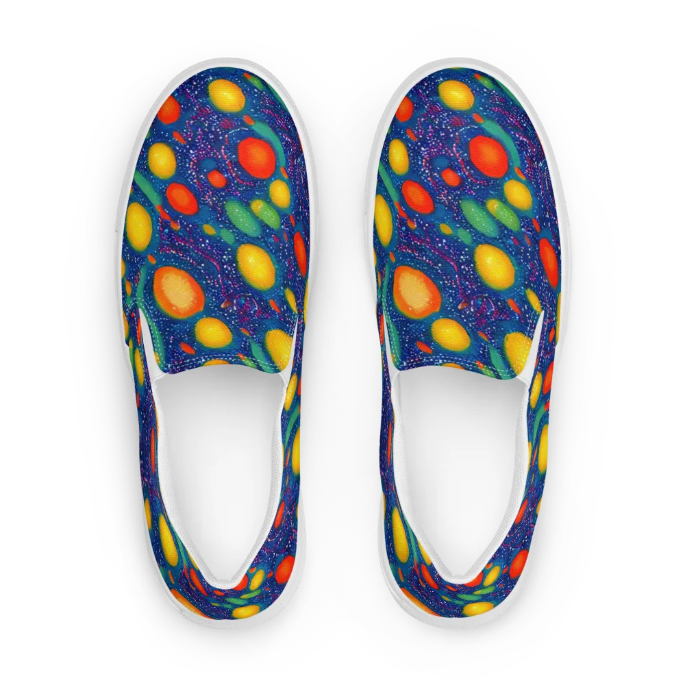 Cosmic Citrus on Men's Slip-On Canvas Shoes — Front