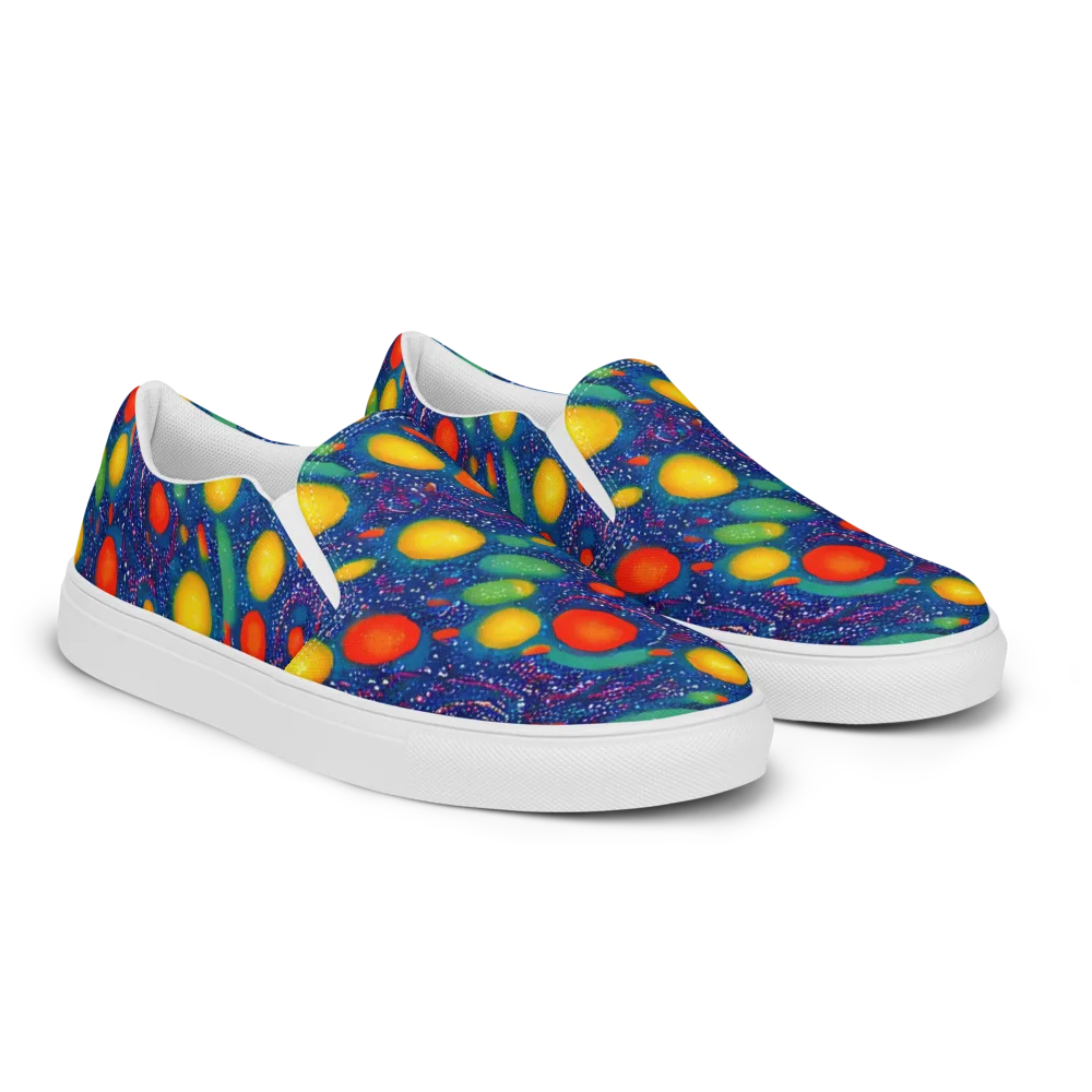 Cosmic Citrus on Men's Slip-On Canvas Shoes — Right Front