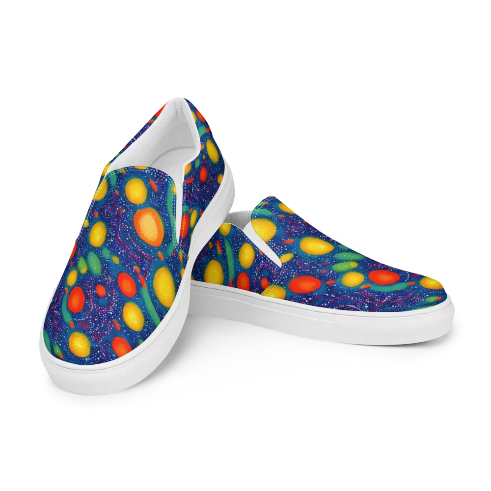 Cosmic Citrus on Men's Slip-On Canvas Shoes — Left Front