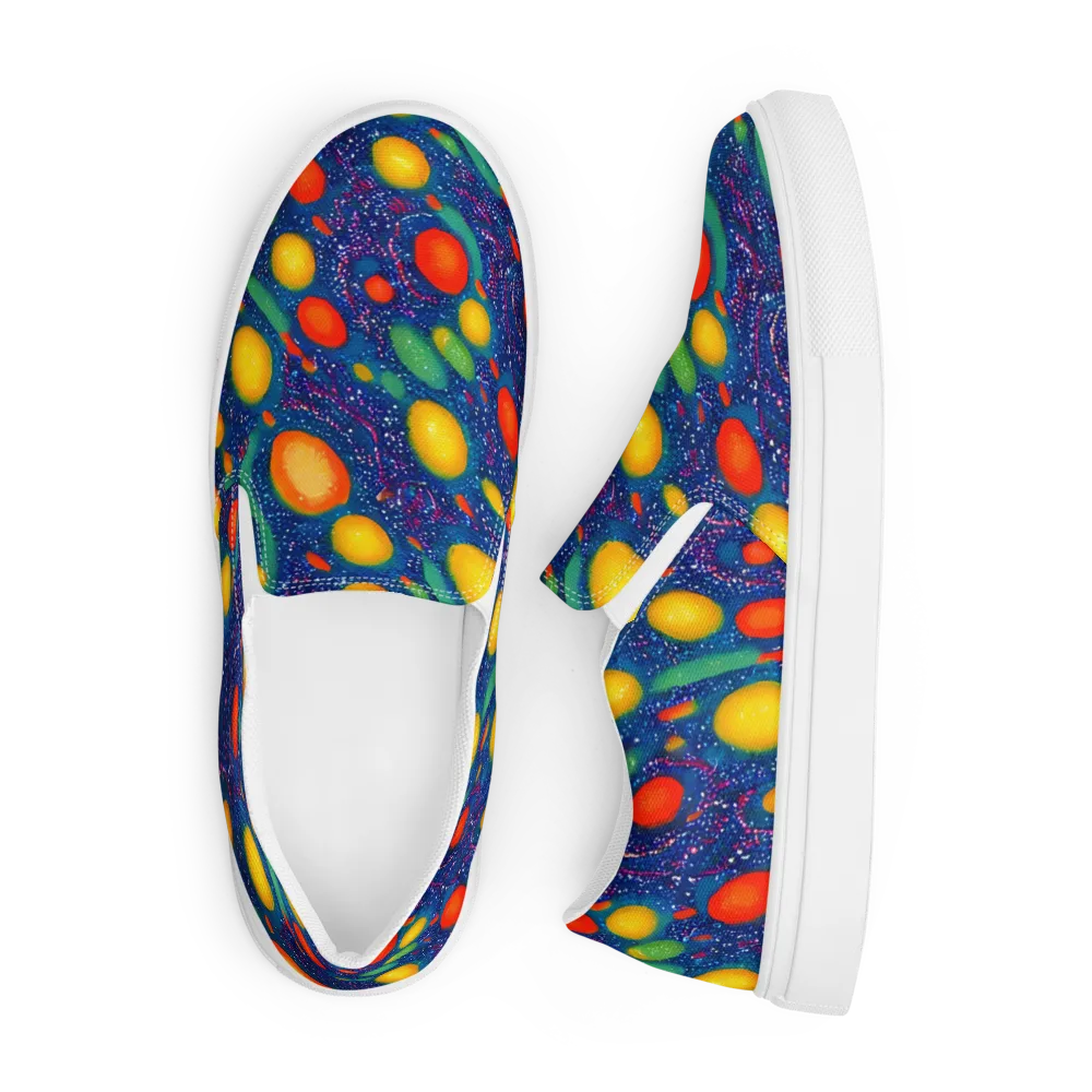 Cosmic Citrus on Men's Slip-On Canvas Shoes — Front