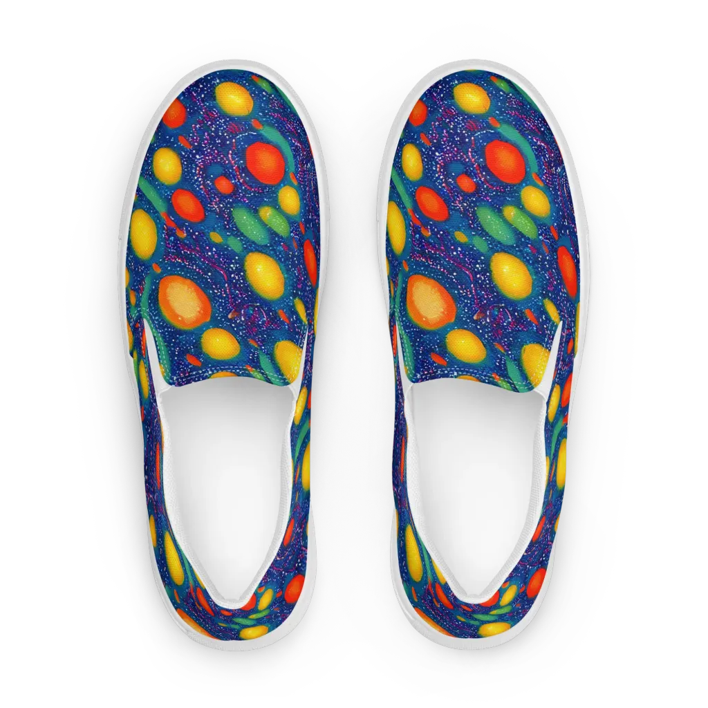 Cosmic Citrus on Women's Slip-On Canvas Shoes — Front