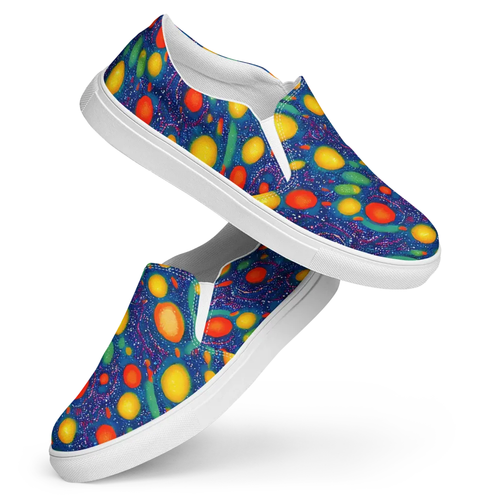 Cosmic Citrus on Women's Slip-On Canvas Shoes — Front