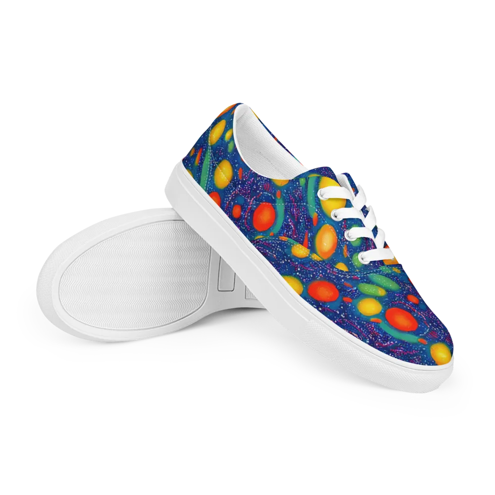 Cosmic Citrus on Men's Lace-Up Canvas Shoes — Right Front