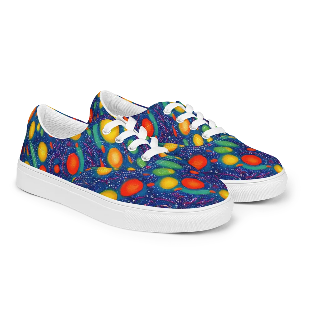Cosmic Citrus on Men's Lace-Up Canvas Shoes — Right Front