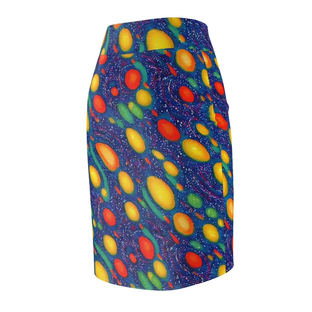 Cosmic Citrus on Pencil Skirt — Back Side