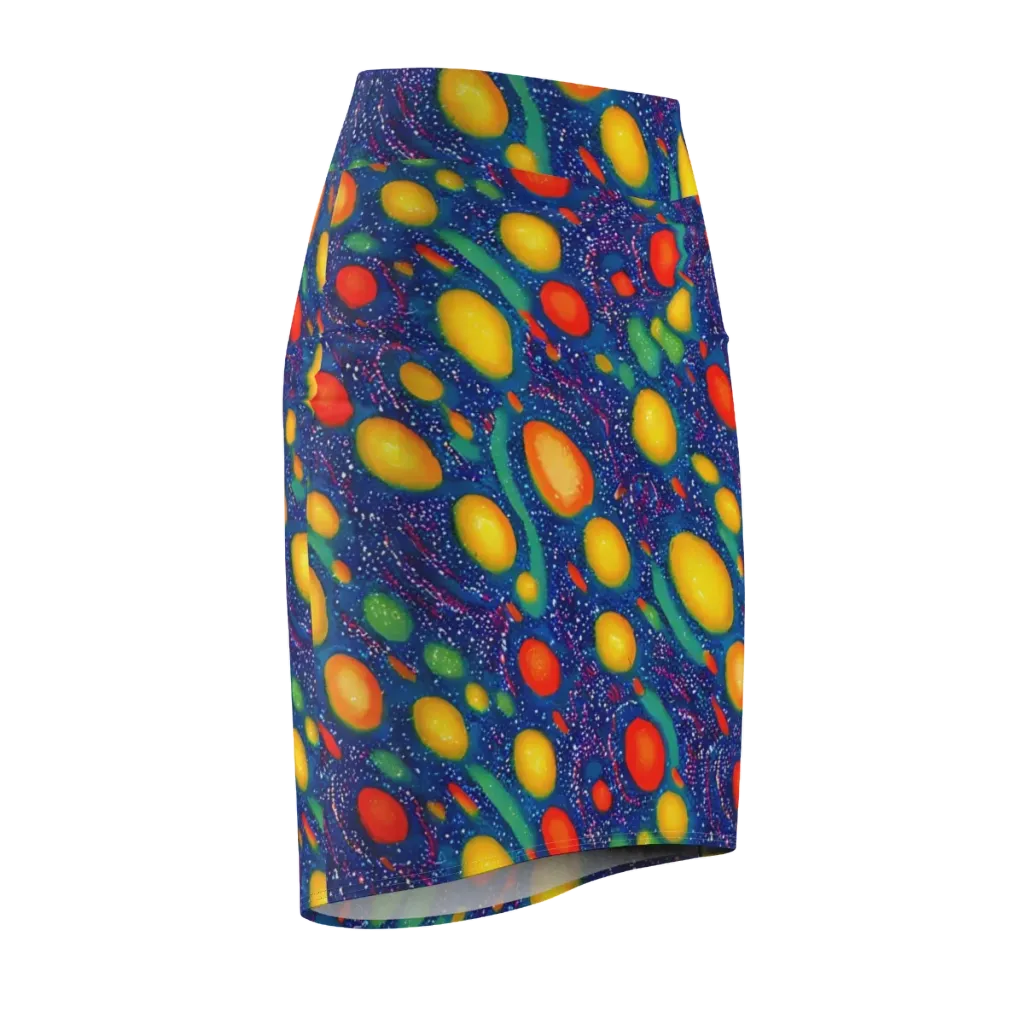 Cosmic Citrus on Pencil Skirt — Front Side