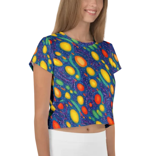 Cosmic Citrus on a Crop Tee