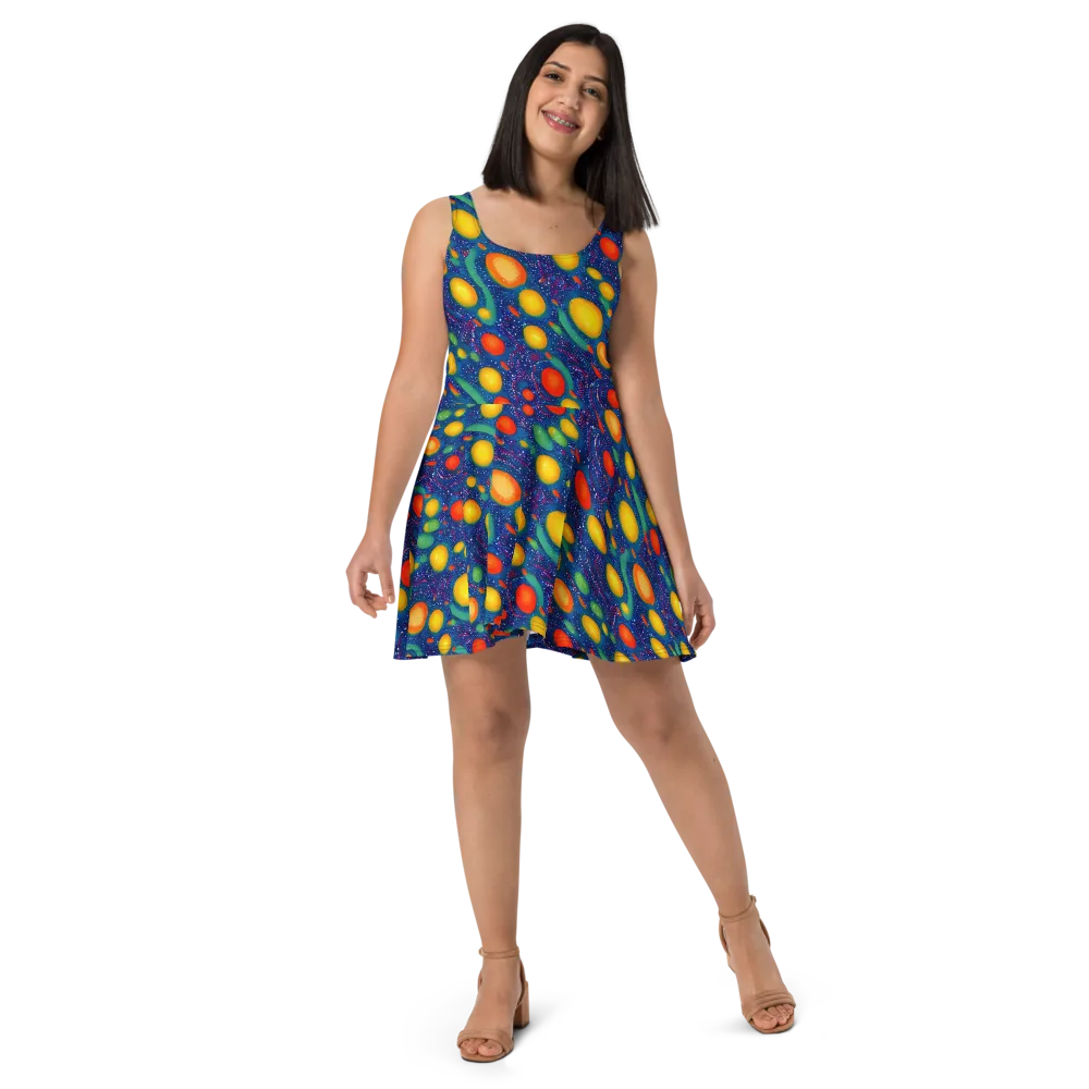 Cosmic Citrus on Skater Dress — Front