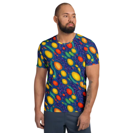 Cosmic Citrus on a Men's Athletic T-Shirt