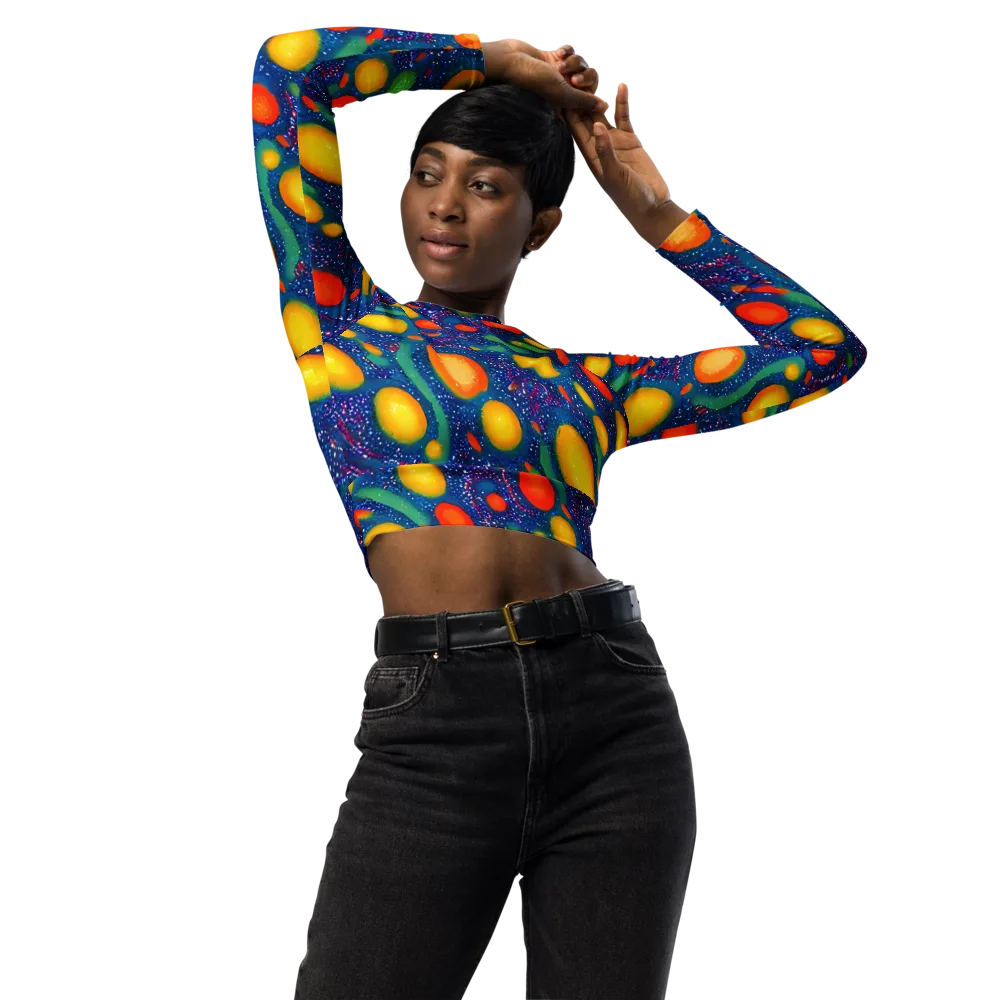Cosmic Citrus on Long Sleeve Crop Top — Front
