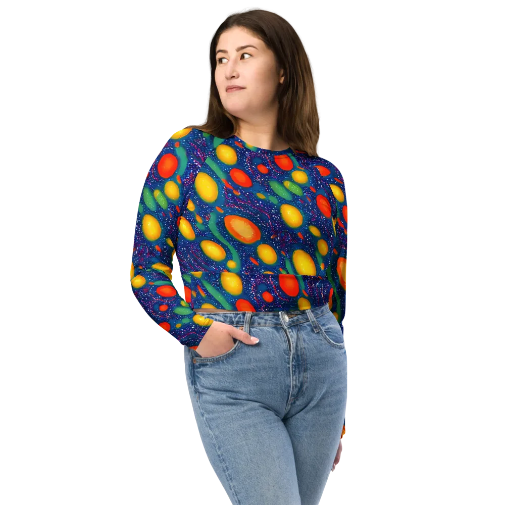 Cosmic Citrus on Long Sleeve Crop Top — Front