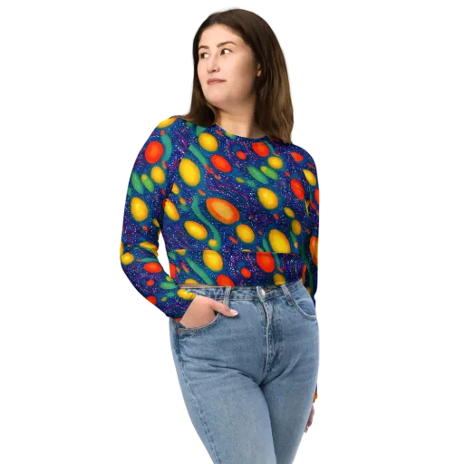 Cosmic Citrus on a Long Sleeve Crop Top