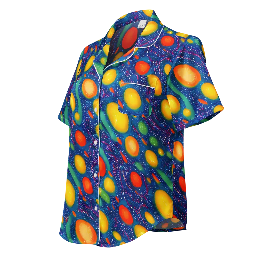 Cosmic Citrus on Women's Short Sleeve Pajama Top — Left Front