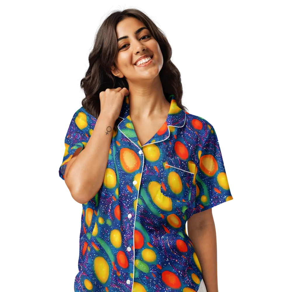 Cosmic Citrus on Women's Short Sleeve Pajama Top — Front