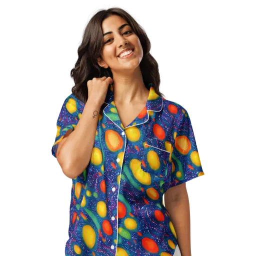 Cosmic Citrus on a Women's Short Sleeve Pajama Top