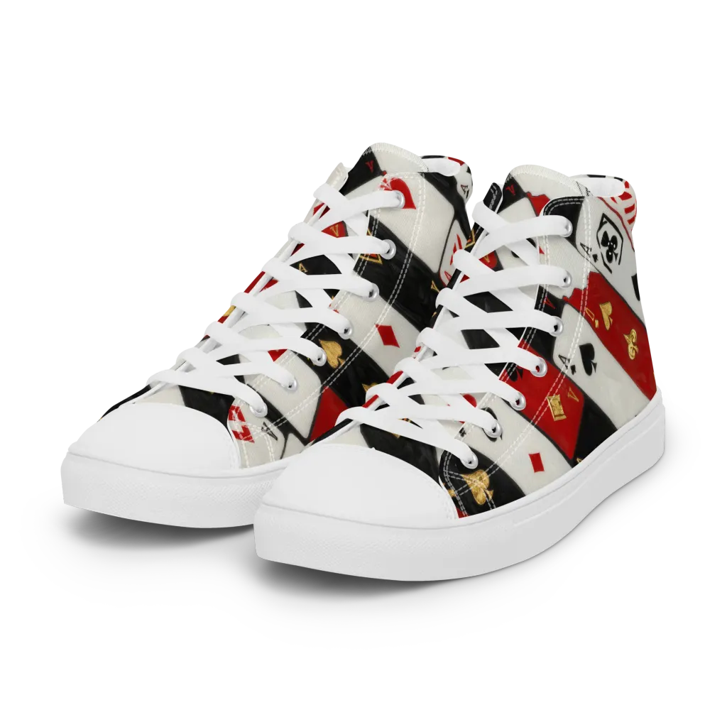 Cardsharp Velvet on Women's High Top Canvas Shoes — Left Front
