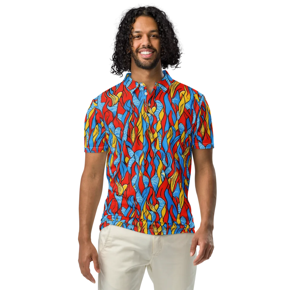 Flamewater Garden on Men's Slim Fit Polo Shirt — Front