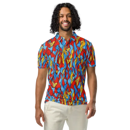 Flamewater Garden on a Men's Slim Fit Polo Shirt