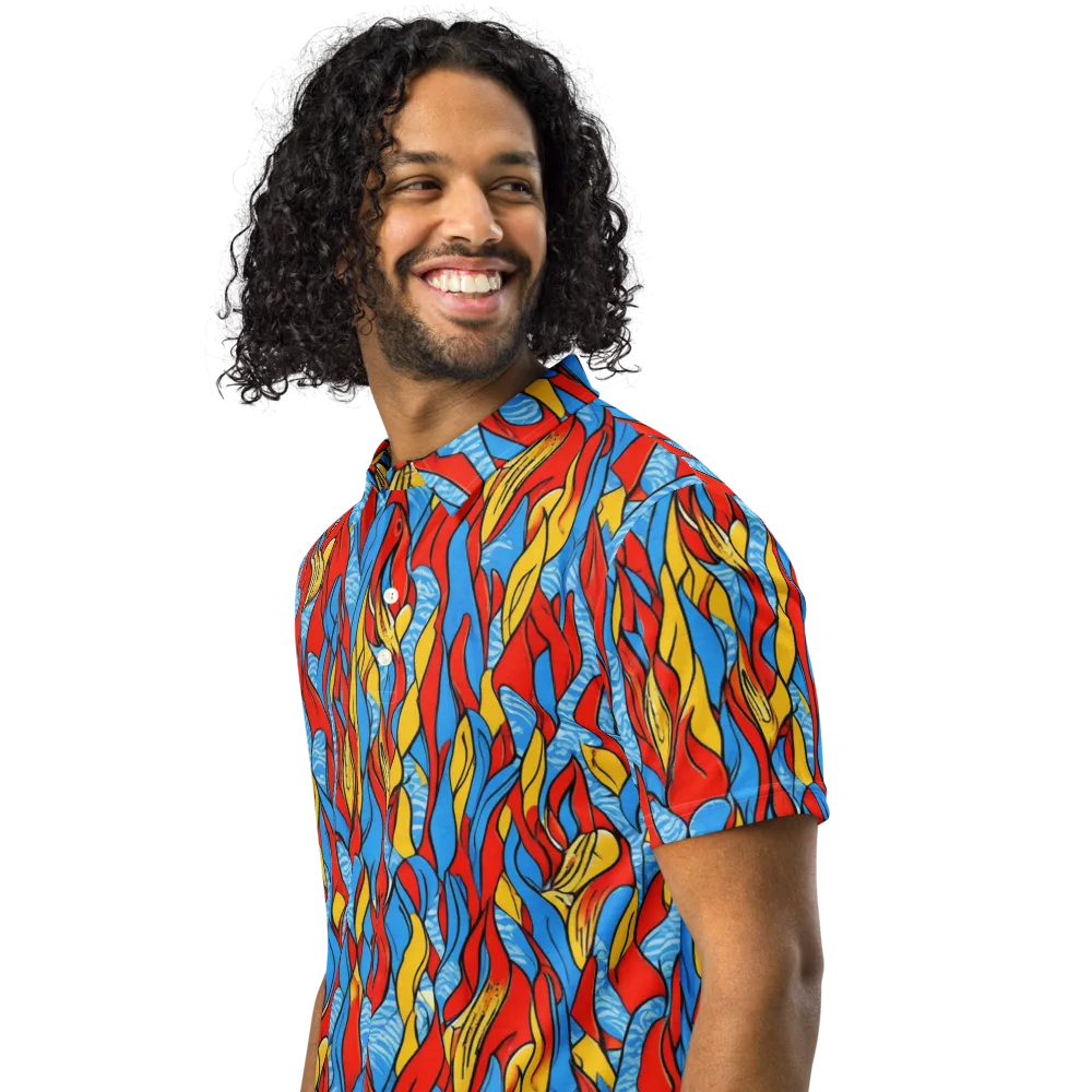 Flamewater Garden on Men's Slim Fit Polo Shirt — Left Front