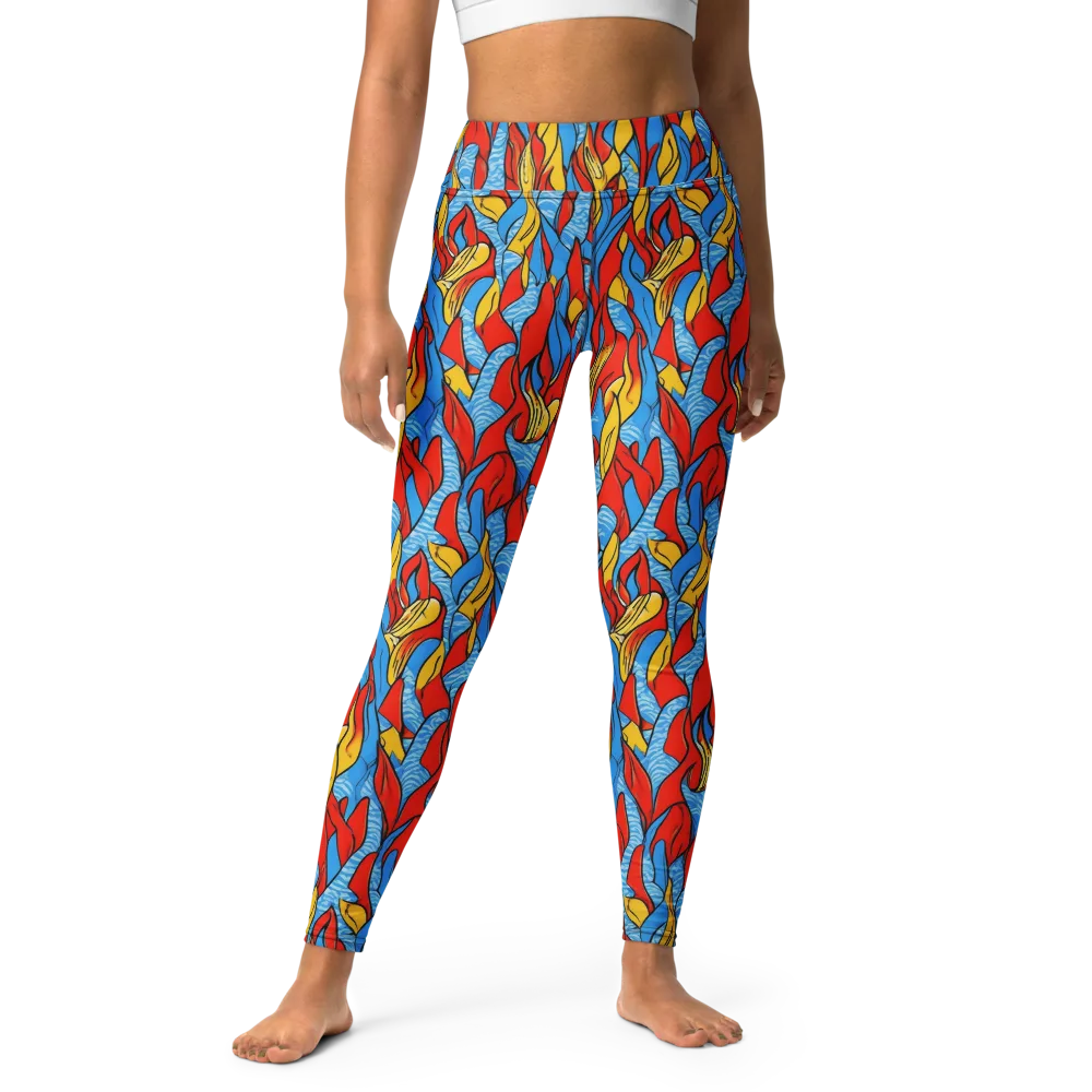 Flamewater Garden on Yoga Leggings — Front