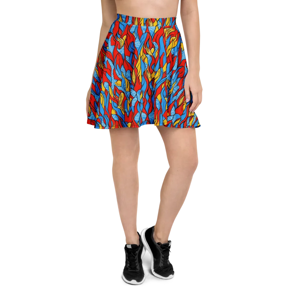 Flamewater Garden on Skater Skirt — Front
