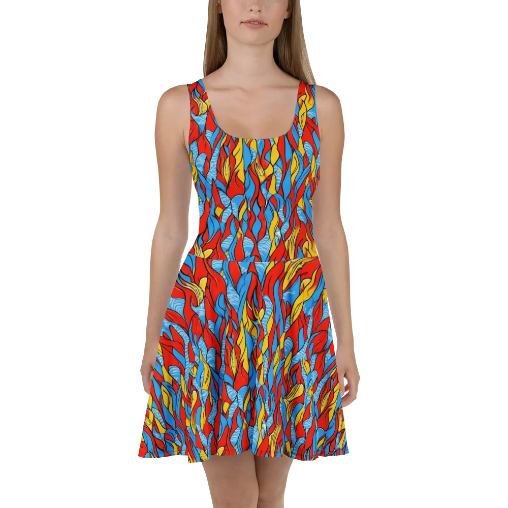 Flamewater Garden on Skater Dress — Front