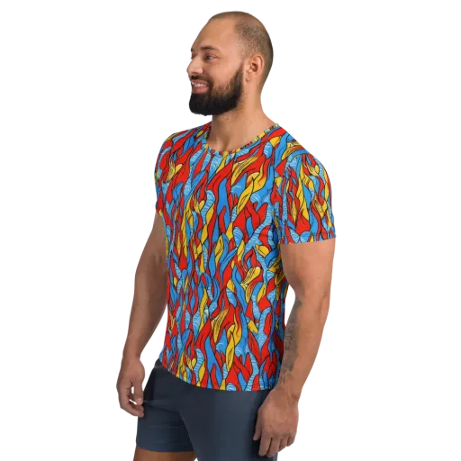 Flamewater Garden on a Men's Athletic T-Shirt