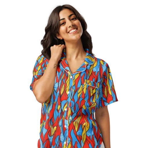 Flamewater Garden on a Women's Short Sleeve Pajama Top