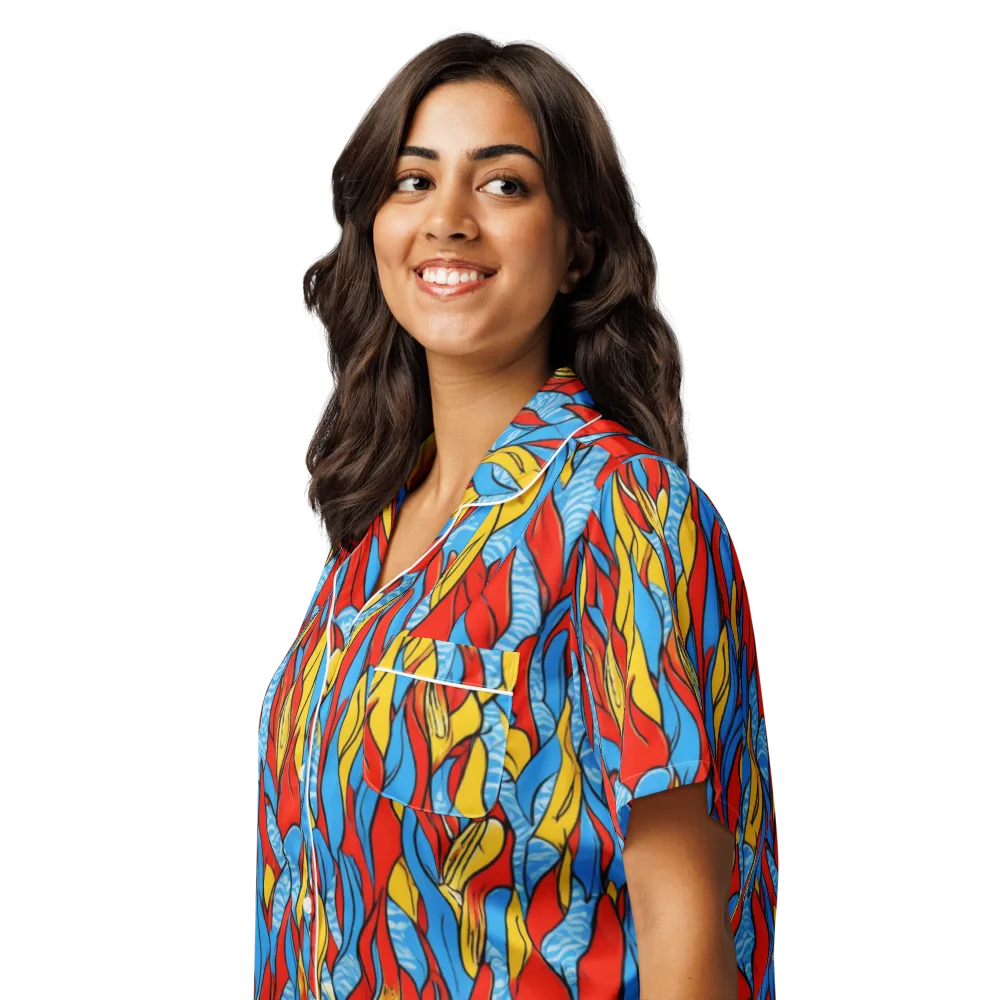 Flamewater Garden on Women's Short Sleeve Pajama Top — Left Front