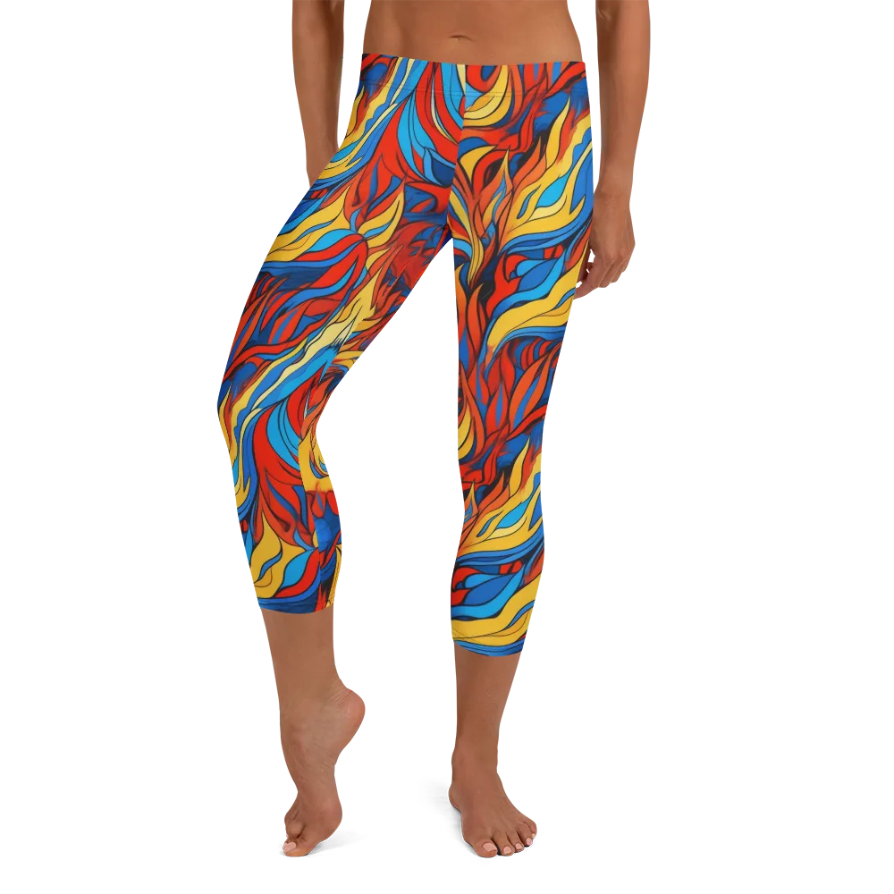 Ember Foliage on Capri Leggings — Front