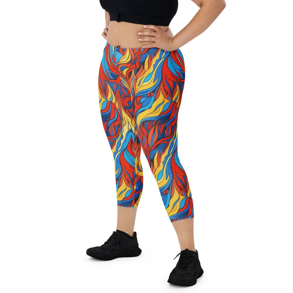 Ember Foliage on Capri Leggings — Front