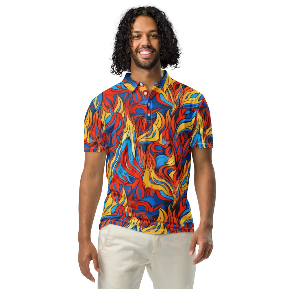 Ember Foliage on Men's Slim Fit Polo Shirt — Front