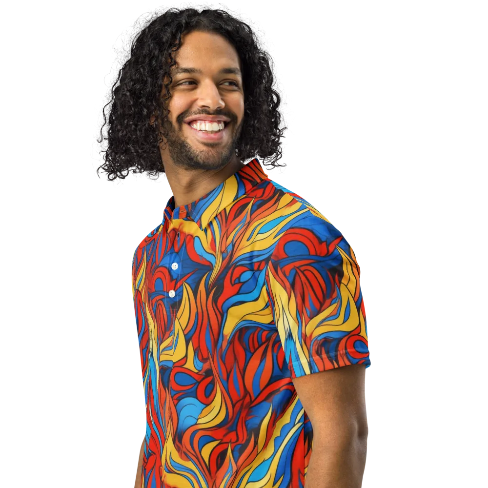 Ember Foliage on Men's Slim Fit Polo Shirt — Left Front