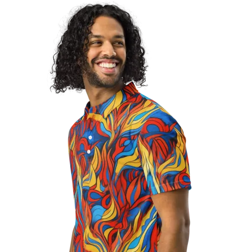 Ember Foliage on a Men's Slim Fit Polo Shirt