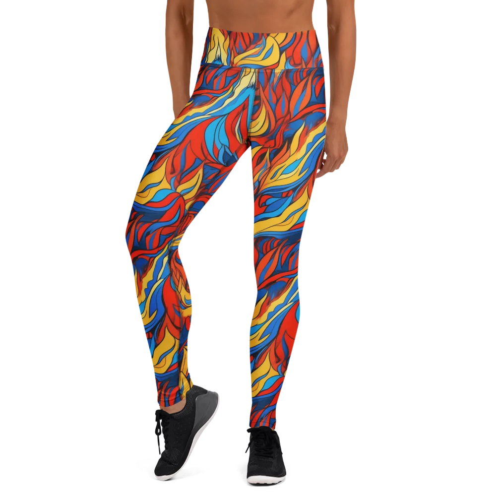 Ember Foliage on Yoga Leggings — Front
