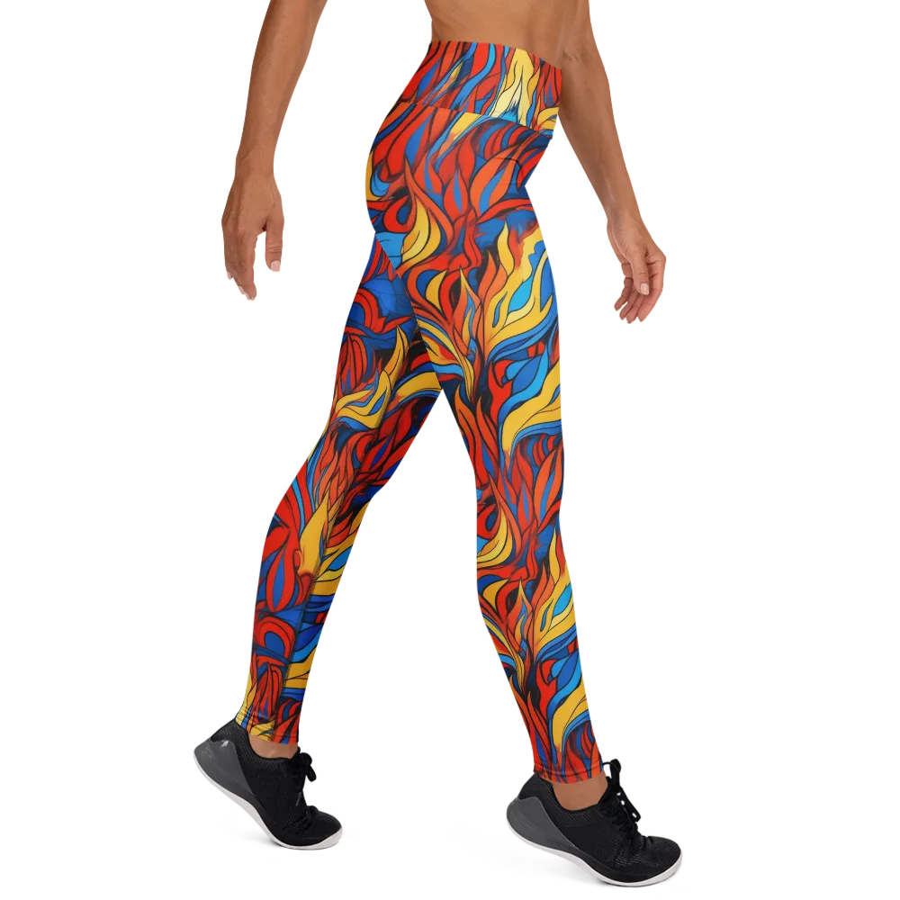 Ember Foliage on Yoga Leggings — Right