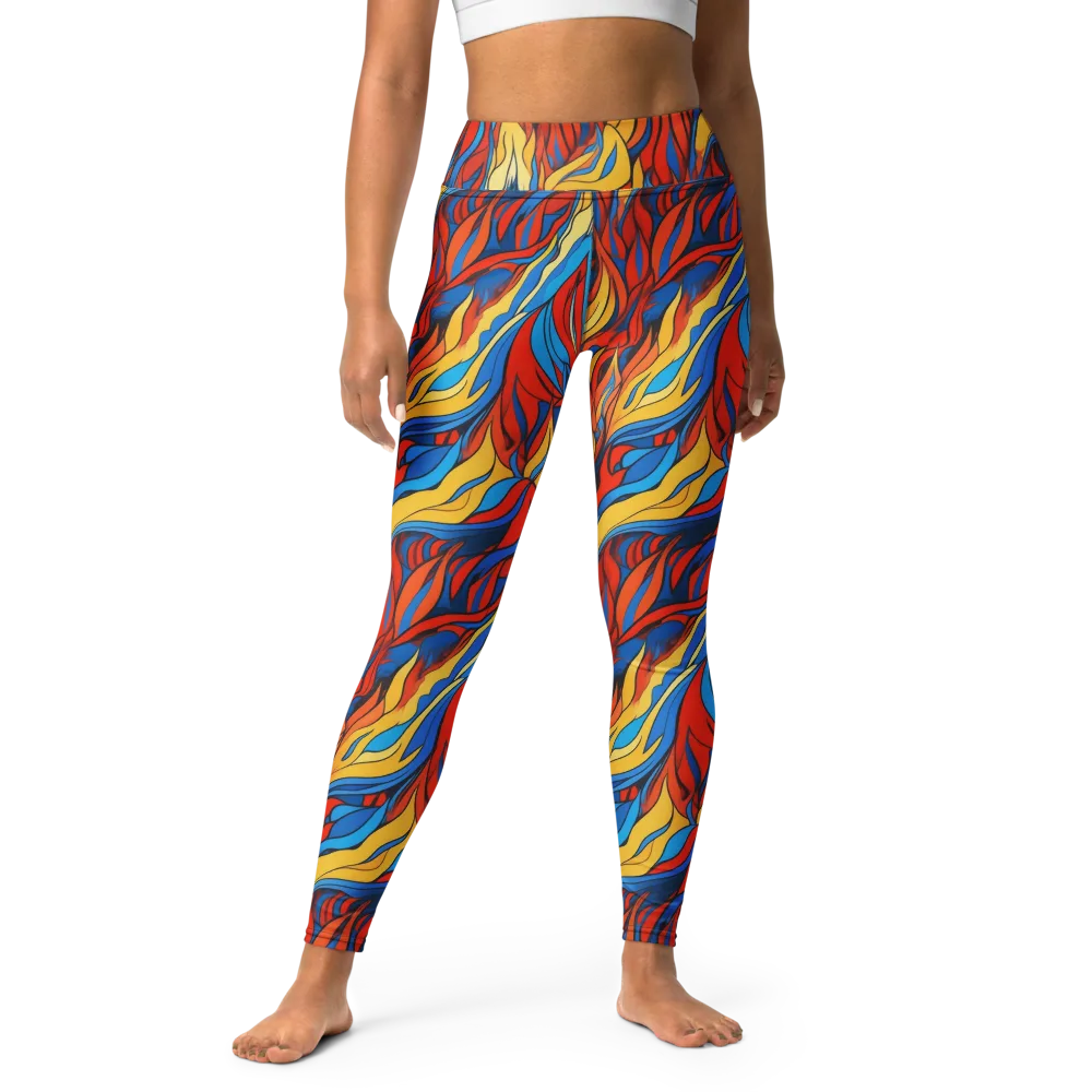 Ember Foliage on Yoga Leggings — Front