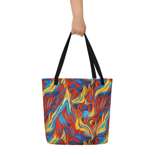 Ember Foliage on a Large Tote Bag W/ Pocket