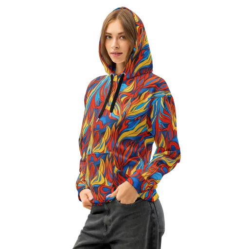 Ember Foliage on a Cotton Hoodie