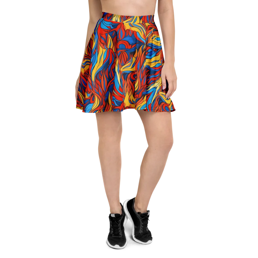 Ember Foliage on Skater Skirt — Front